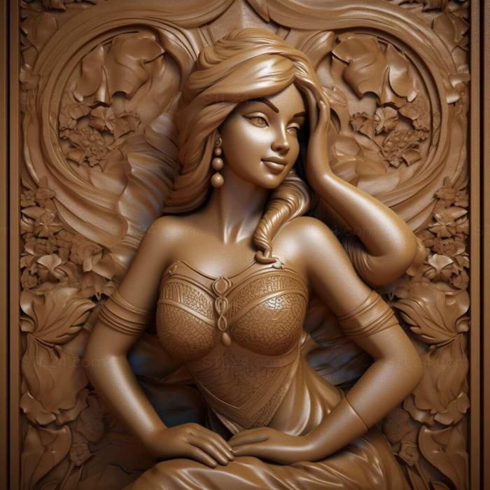 Персонажи (Принцесса Жасмин 2, HERO_1598) 3D модель для ЧПУ станка